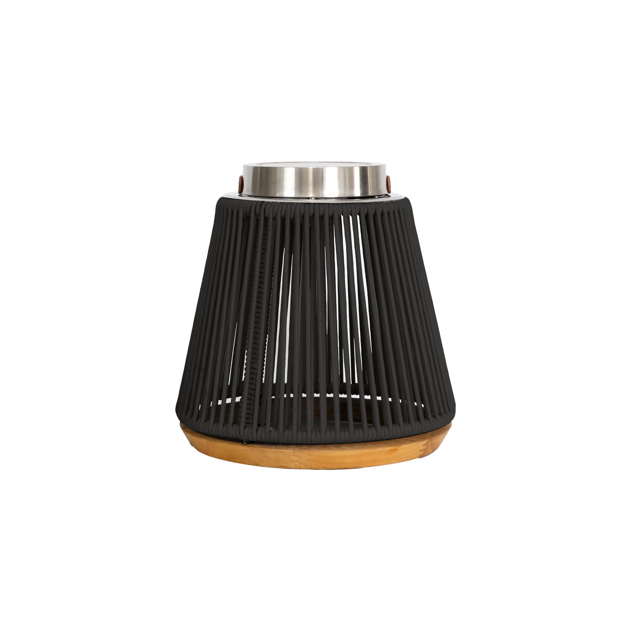 Maze Athena Charcoal Black Rope Detail Outdoor Solar Lantern Lamp | Small